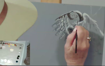 Suzie Seerey-Lester Painting action in acrylic in painting birds
