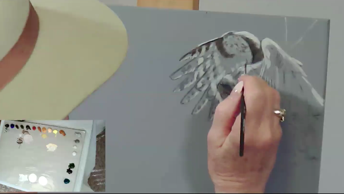 Suzie Seerey-Lester Painting action in acrylic in painting birds